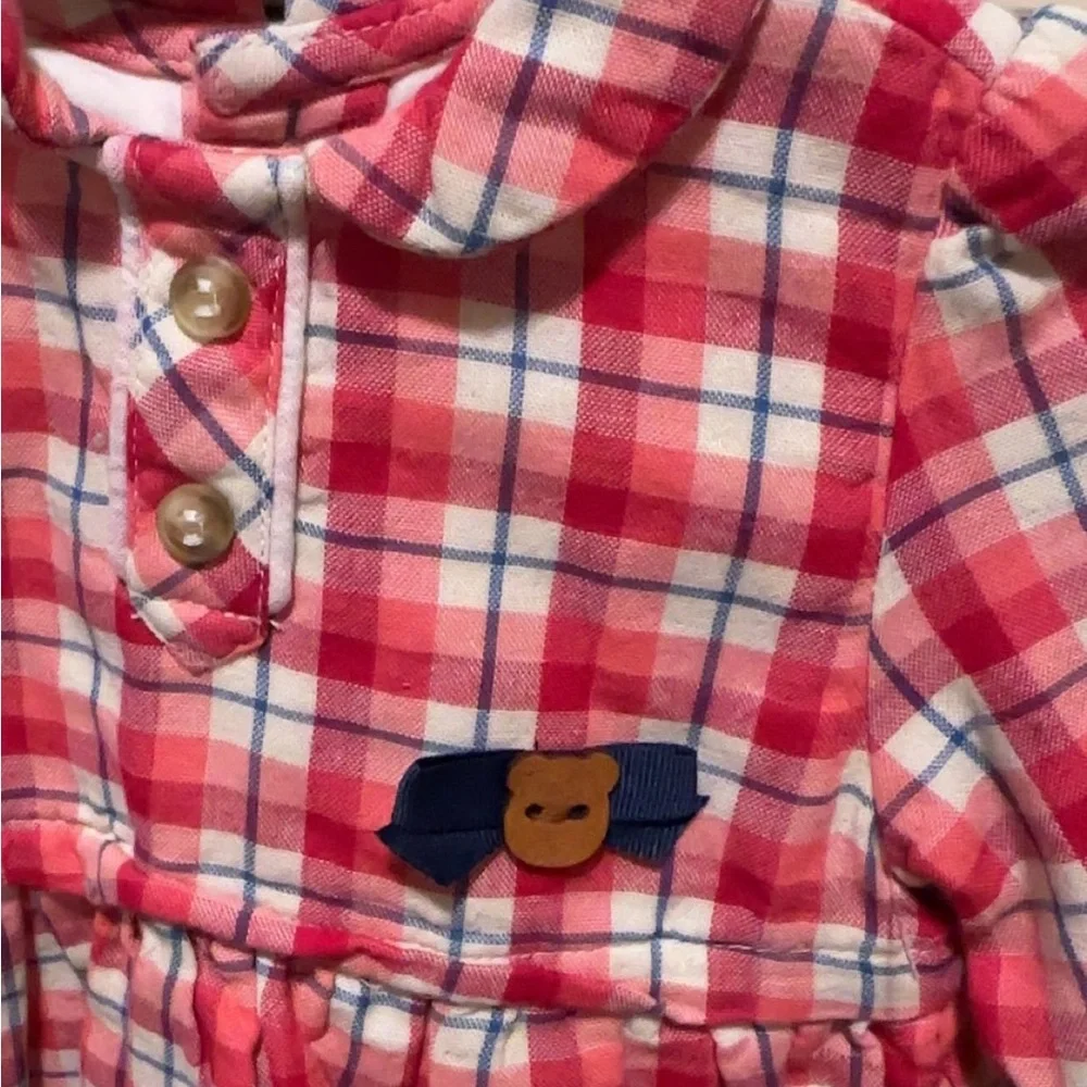 Mayoral Red and Pink Plaid Baby Dress